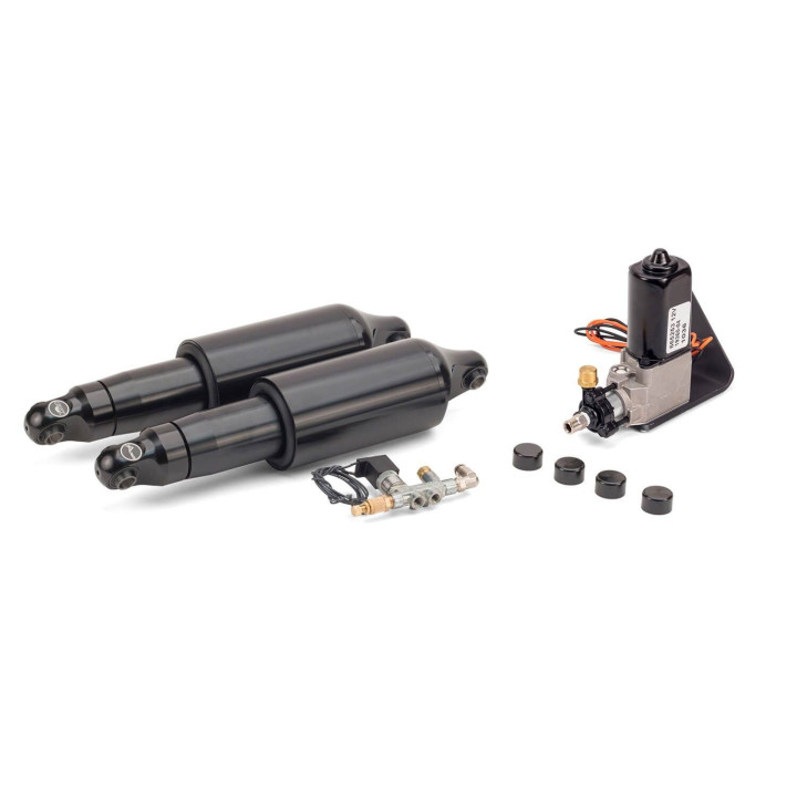 Arnott® Ultimate Ride luftfjädringssats för Harley-Davidson® Dyna 1991–2007, svart, med rebound-justering