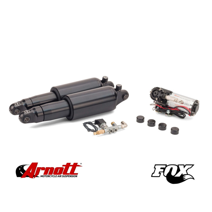Arnott® Ultimate Ride luftfjädringssats för Harley-Davidson® V-Rod 2002–2023, svart, med rebound-justering