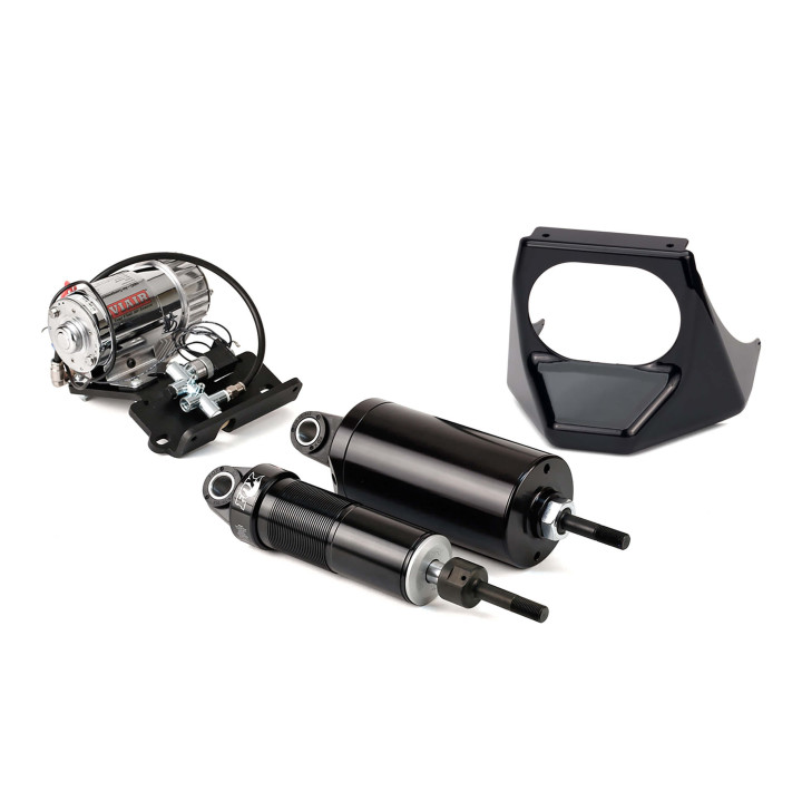 Arnott® Ultimate Ride luftfjädringssats för Harley-Davidson® Softail 2001–2017, svart kompressorkåpa