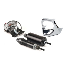 Arnott® Ultimate Ride air suspension kit for Harley-Davidson® Softail 2001–2017, chrome compressor cover