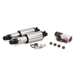 Arnott® Ultimate Ride air suspension kit for Harley-Davidson® Touring 1990–2008, chrome, with rebound adjustment